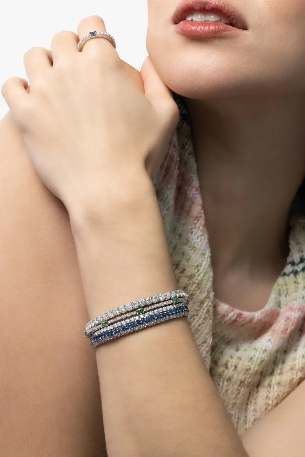 Tsavorite Diamond Extensible Stretch Bracelet - Image 3