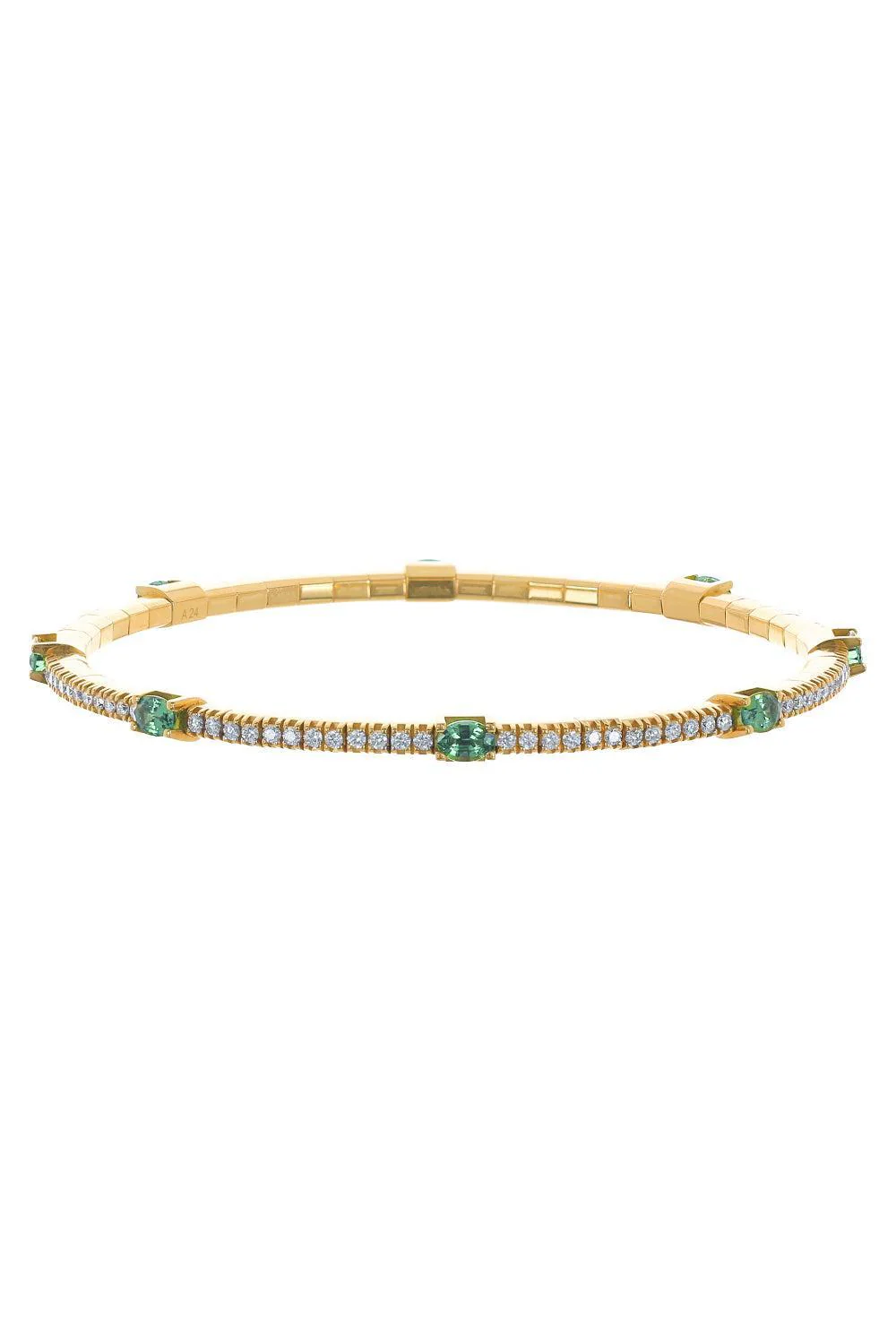 Tsavorite Diamond Extensible Stretch Bracelet - Yellow Gold
