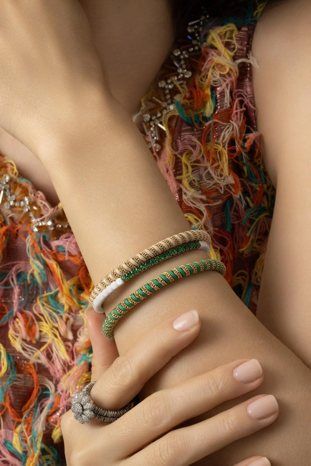 Tsavorite White Dado Stretch Bracelet - Image 3