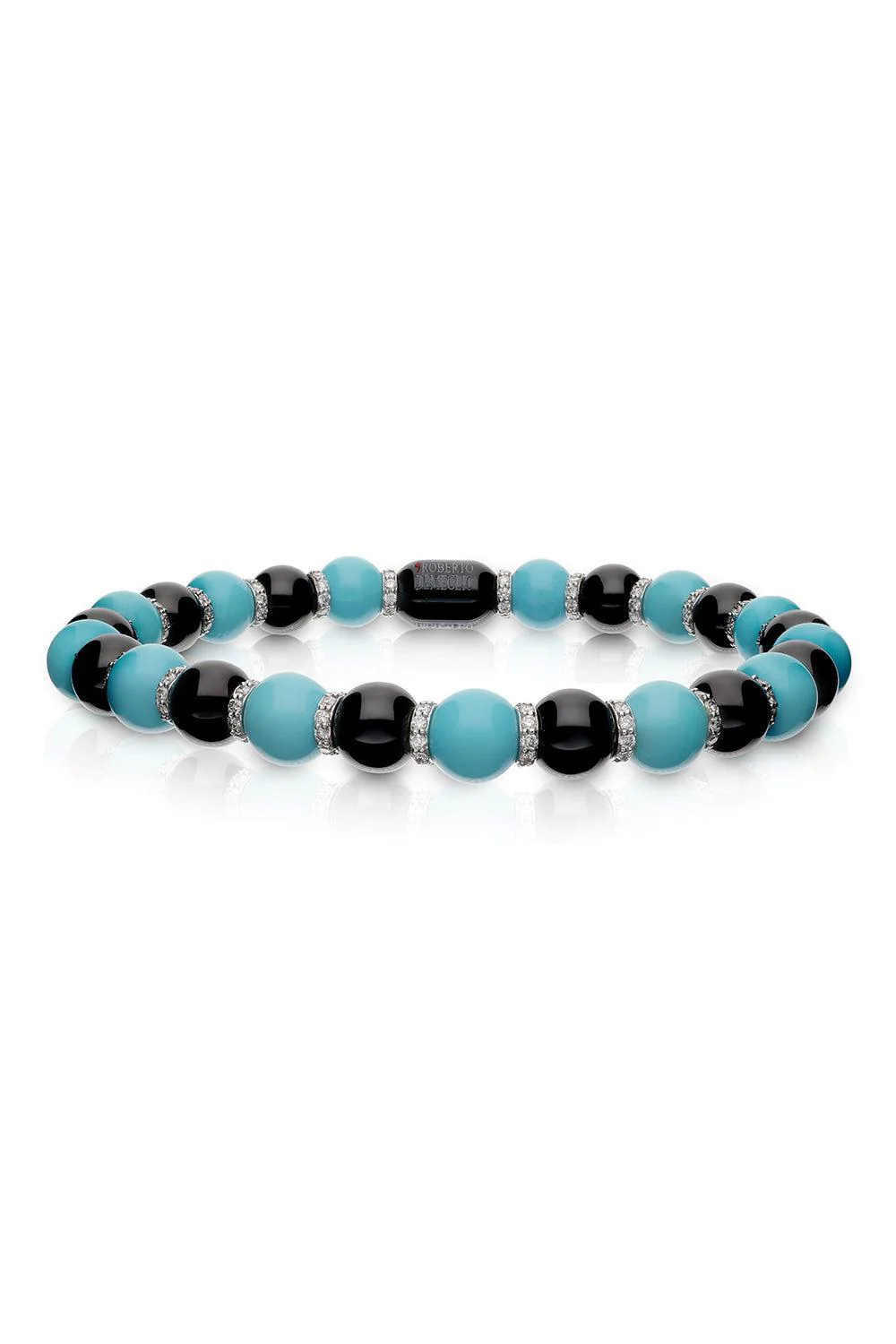 Turquoise Black Ceramic Sfera Stretch Bracelet