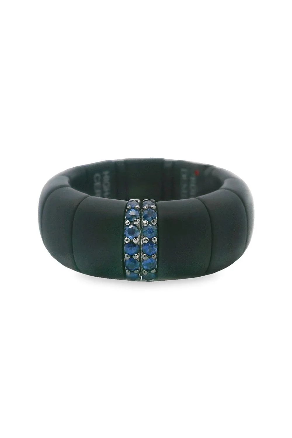 Two Blue Sapphire Black Pura Stretch Ring