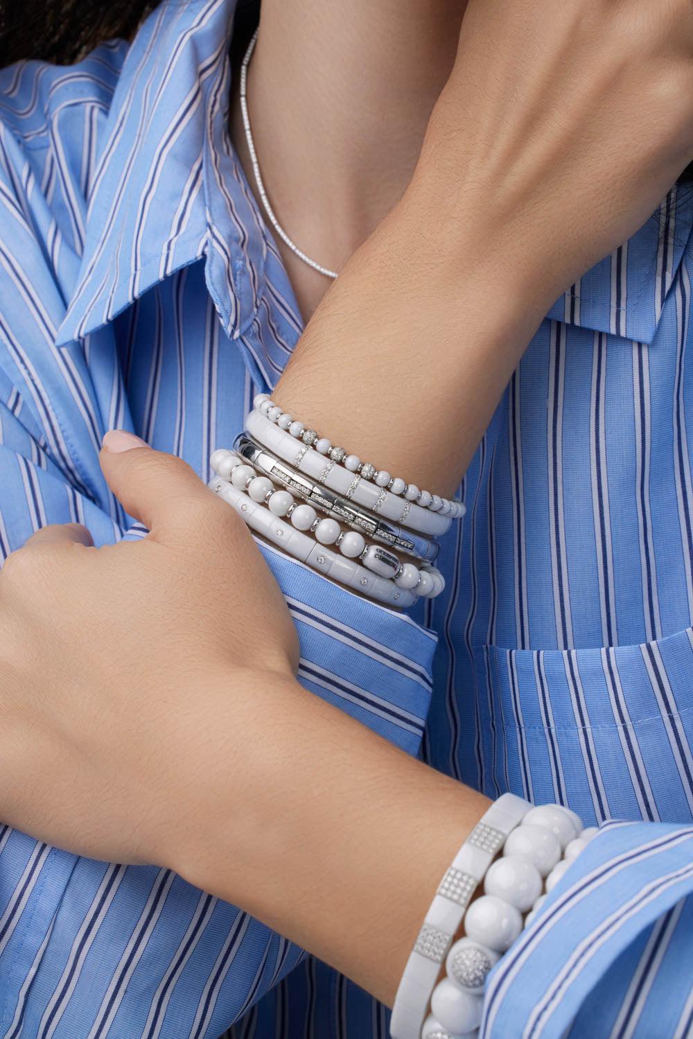 White Ceramic Diamond Sfrea Bracelet - Image 3