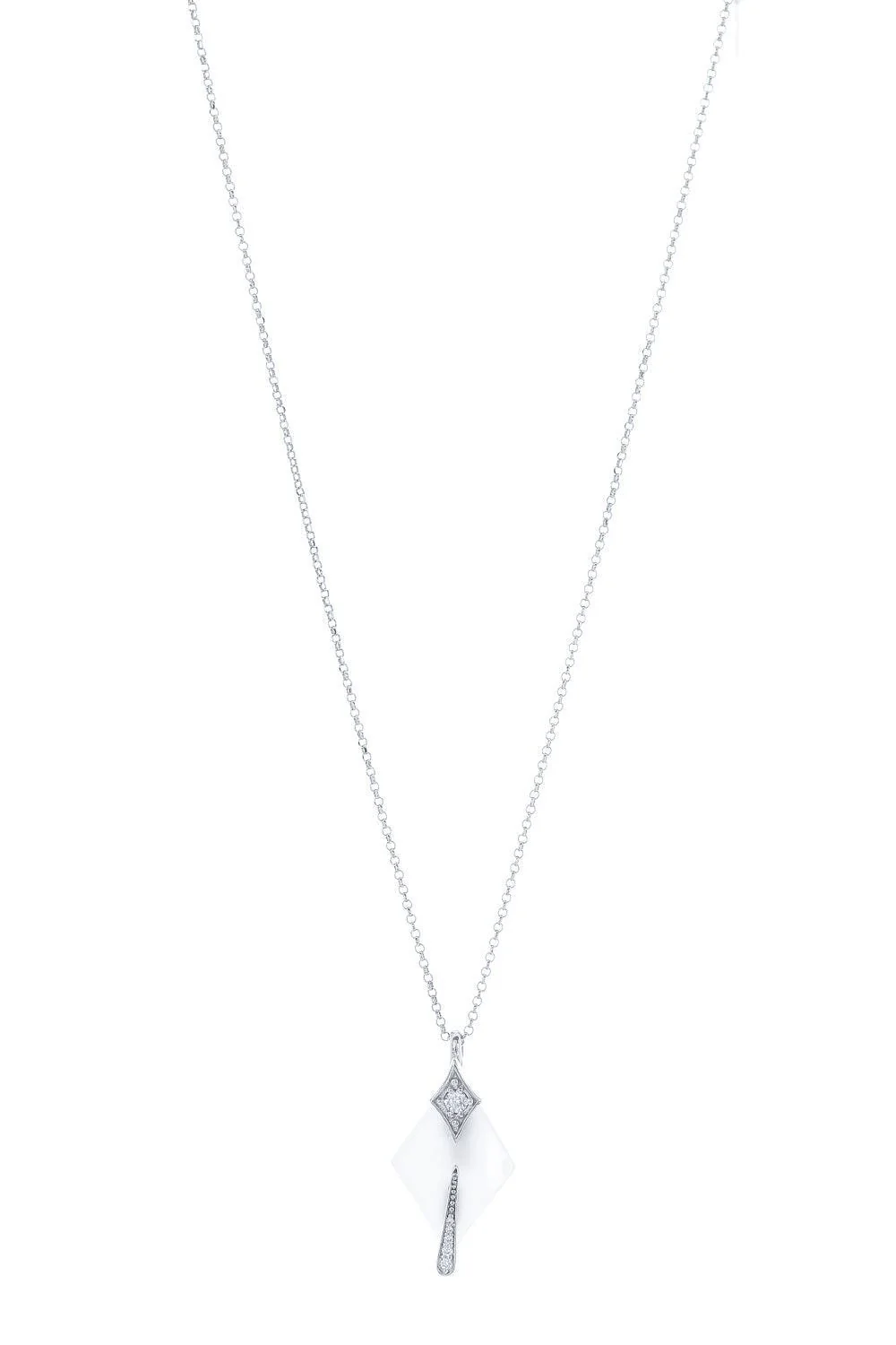 White Ceramic Diamond Diva Pendant Necklace