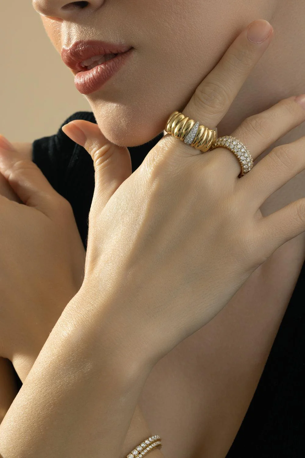 XS One Diamond Artiglio Stretch Ring - Image 2