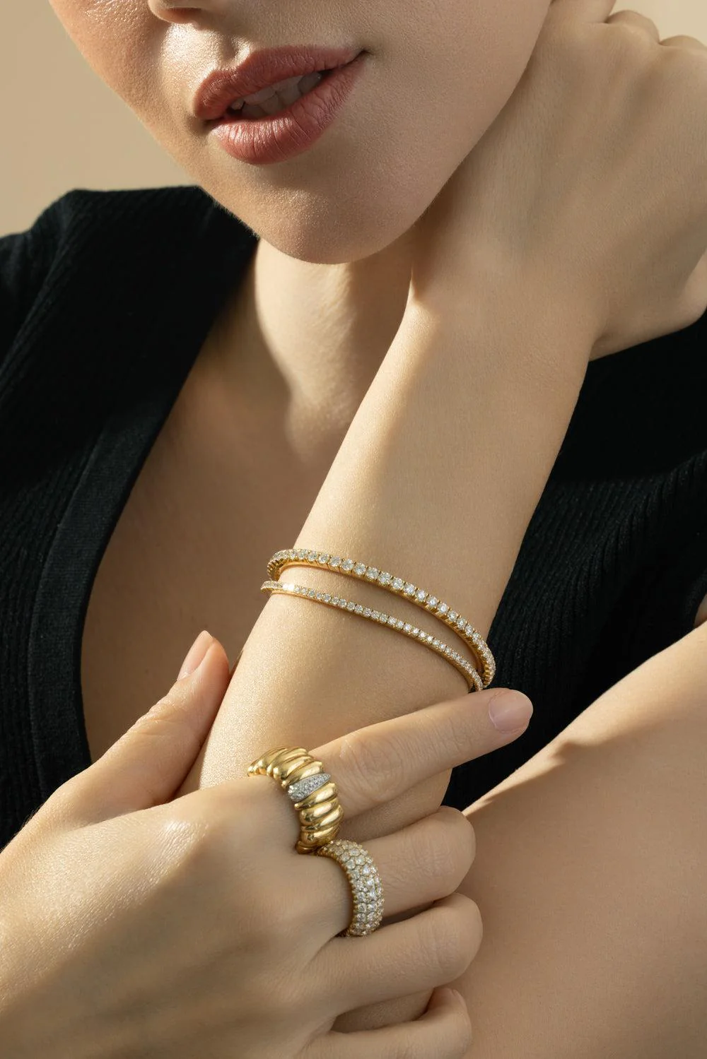 XS One Diamond Artiglio Stretch Ring - Image 3