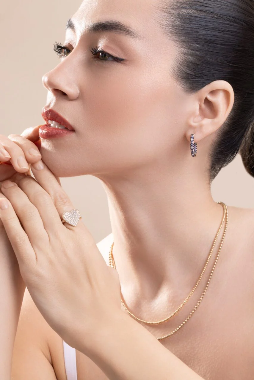 Blue Sapphire Disco Sister Hoop Earrings - Image 4