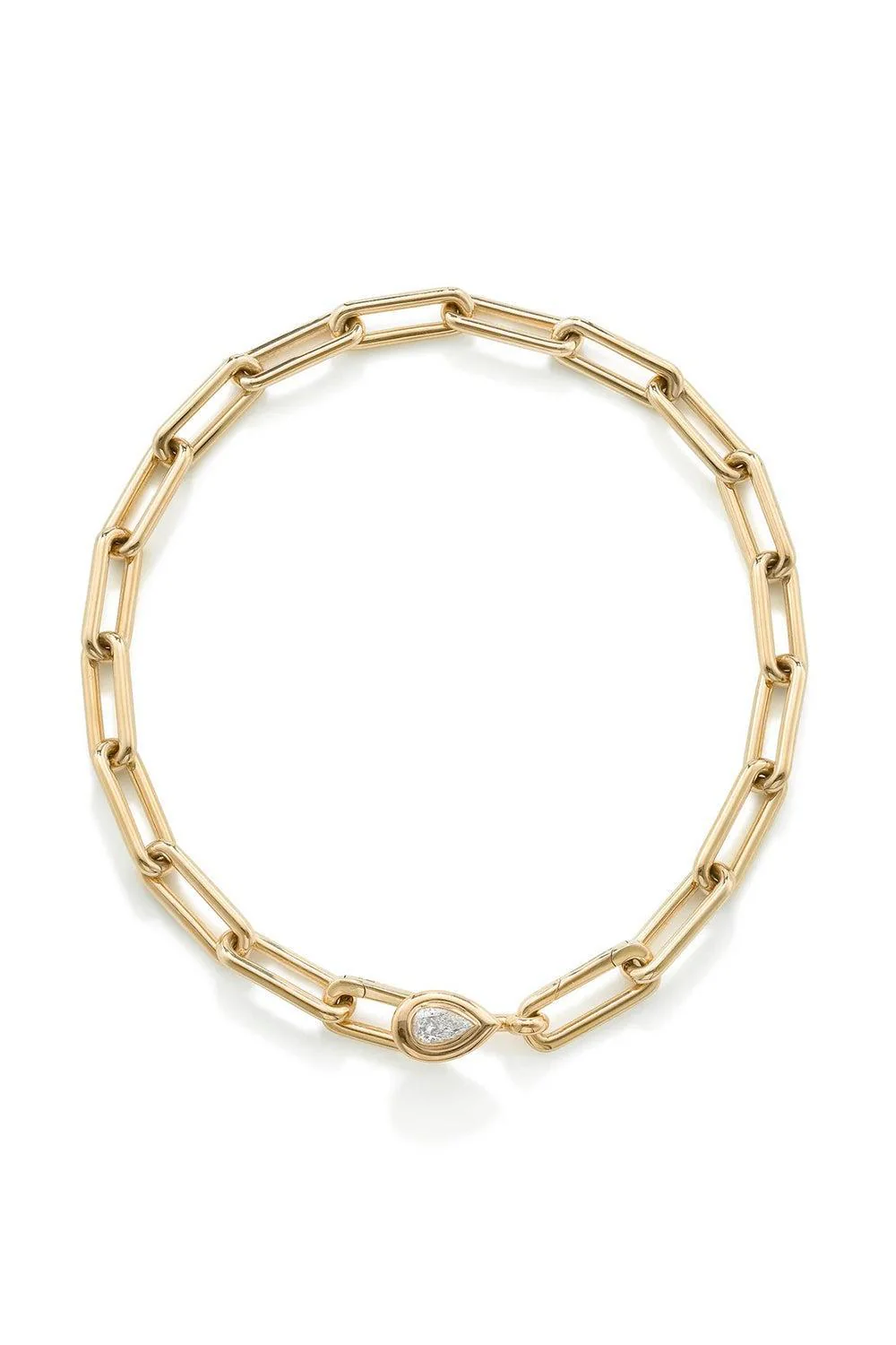 Diamond Identity Pommel Pear Link Necklace
