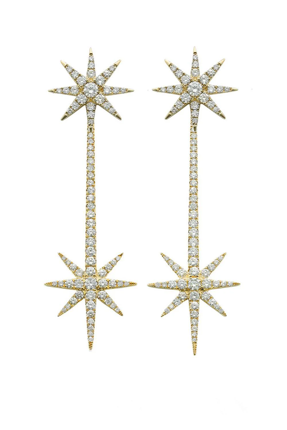 Diamond Tsar Star Stud Drop Earrings