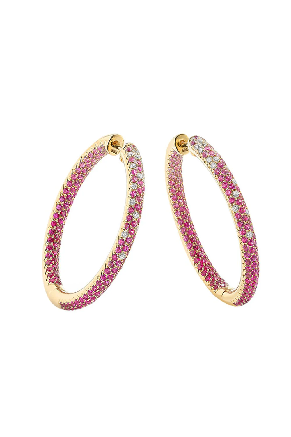 Disco Pink Sapphire Hoop Earrings