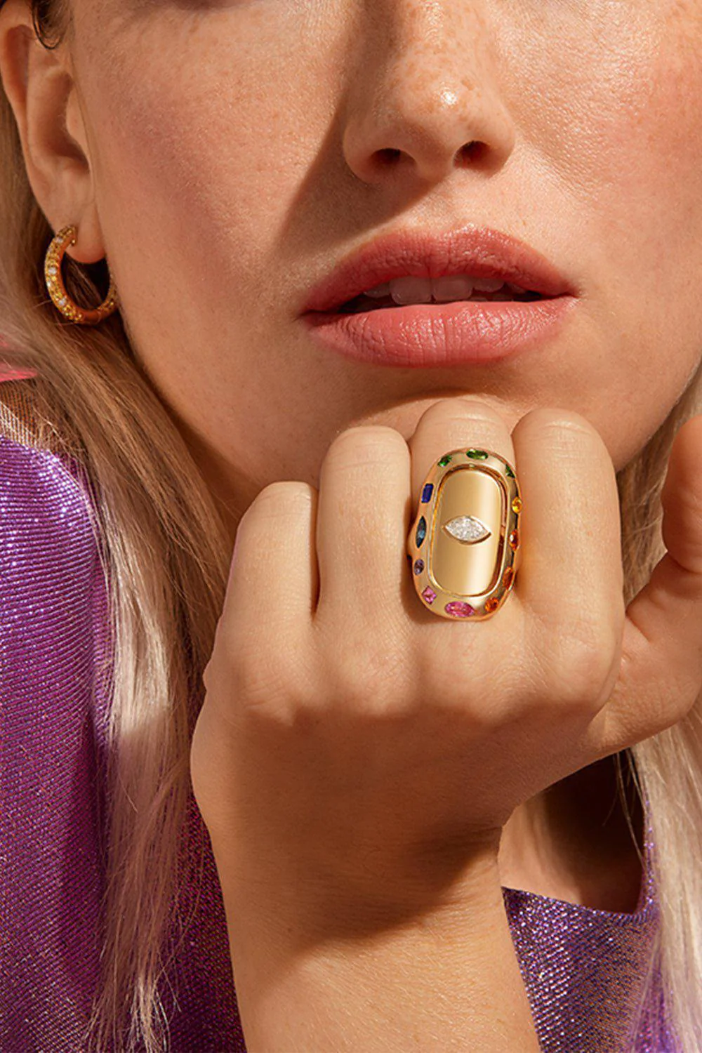 Disco Sister Yellow Sapphire Hoop Earrings - Image 2