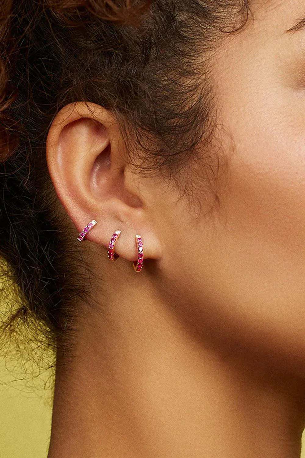 Ruby Single Orb Midi Hoop Earring - Image 2