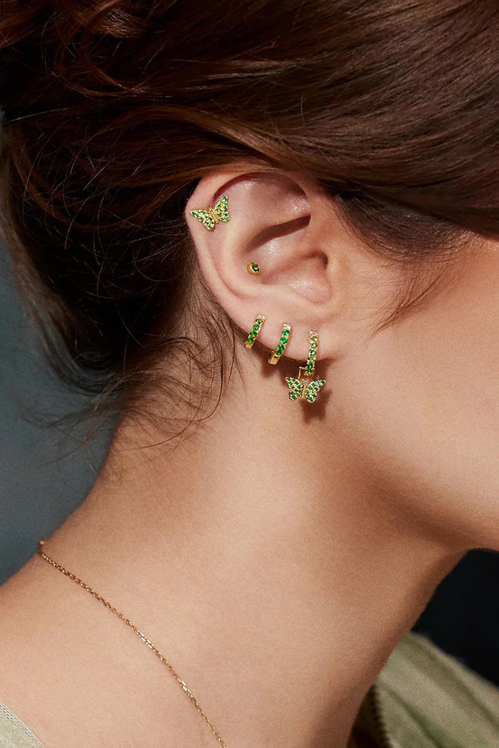 Tsavorite Butterfly Stud Earring - Image 2
