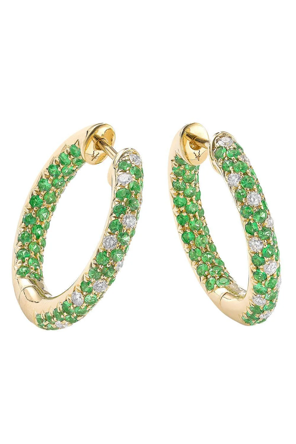 Tsavorite Disco Sister Hoop Earrings