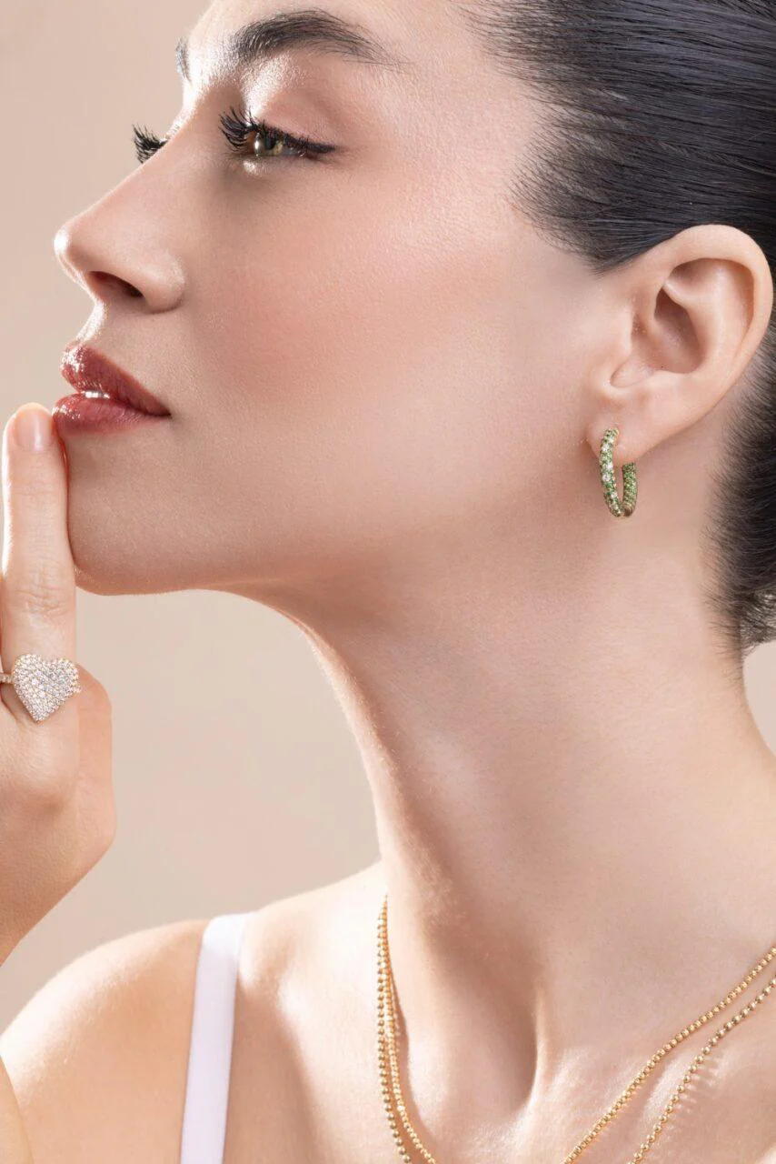 Tsavorite Disco Sister Hoop Earrings - Image 4