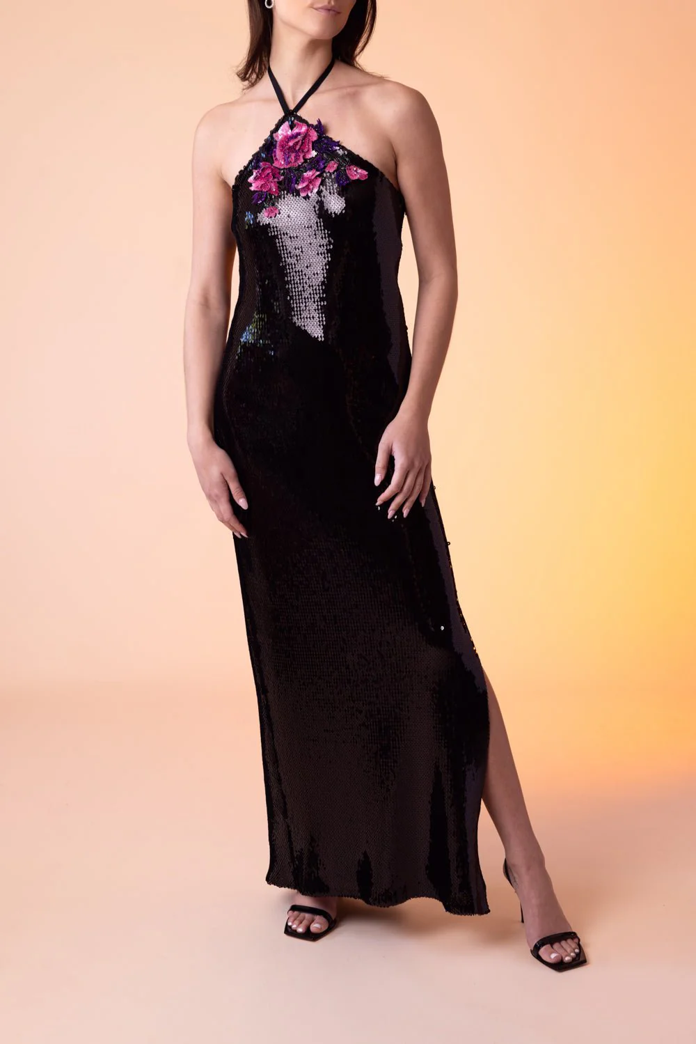 Sequin Halterneck Floral Gown - Image 2