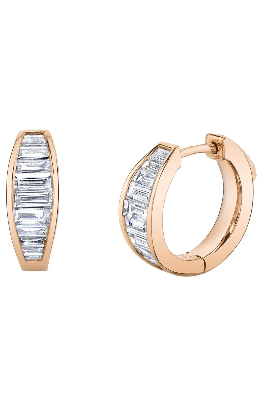 Rose Gold Graduated Baguette Huggies
