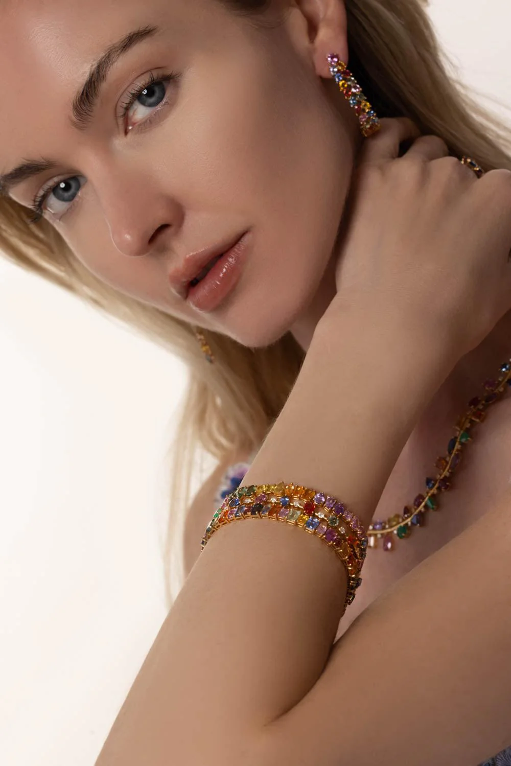 Desert Blooms Multi-colored Sapphire Tennis Bracelet - Image 4