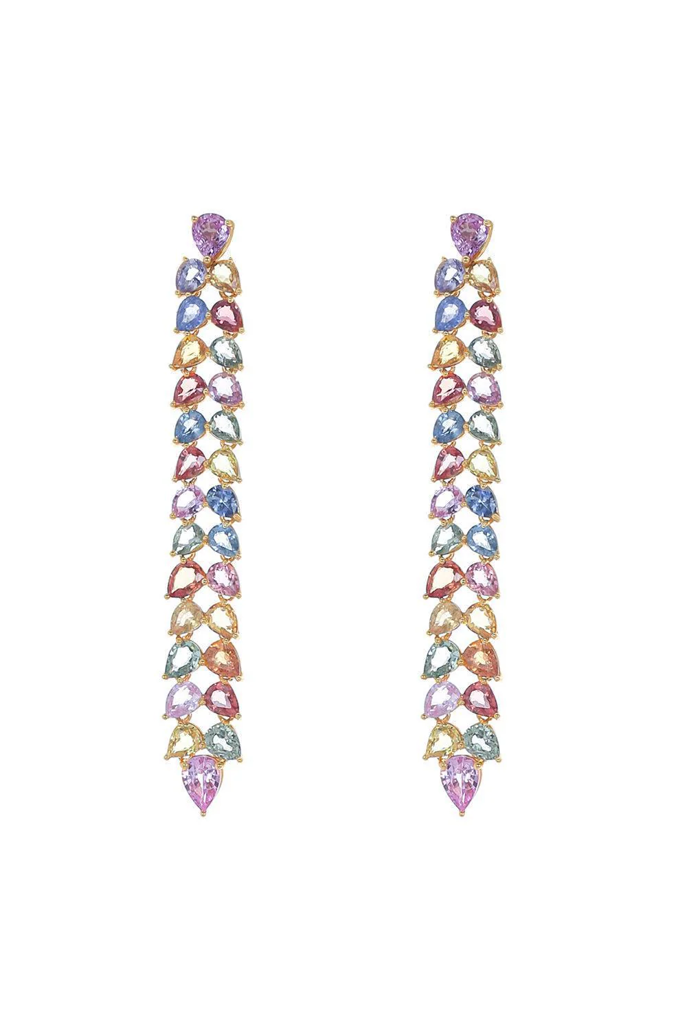 Desert Blooms Wildflower Multi Sapphire Linear Earrings