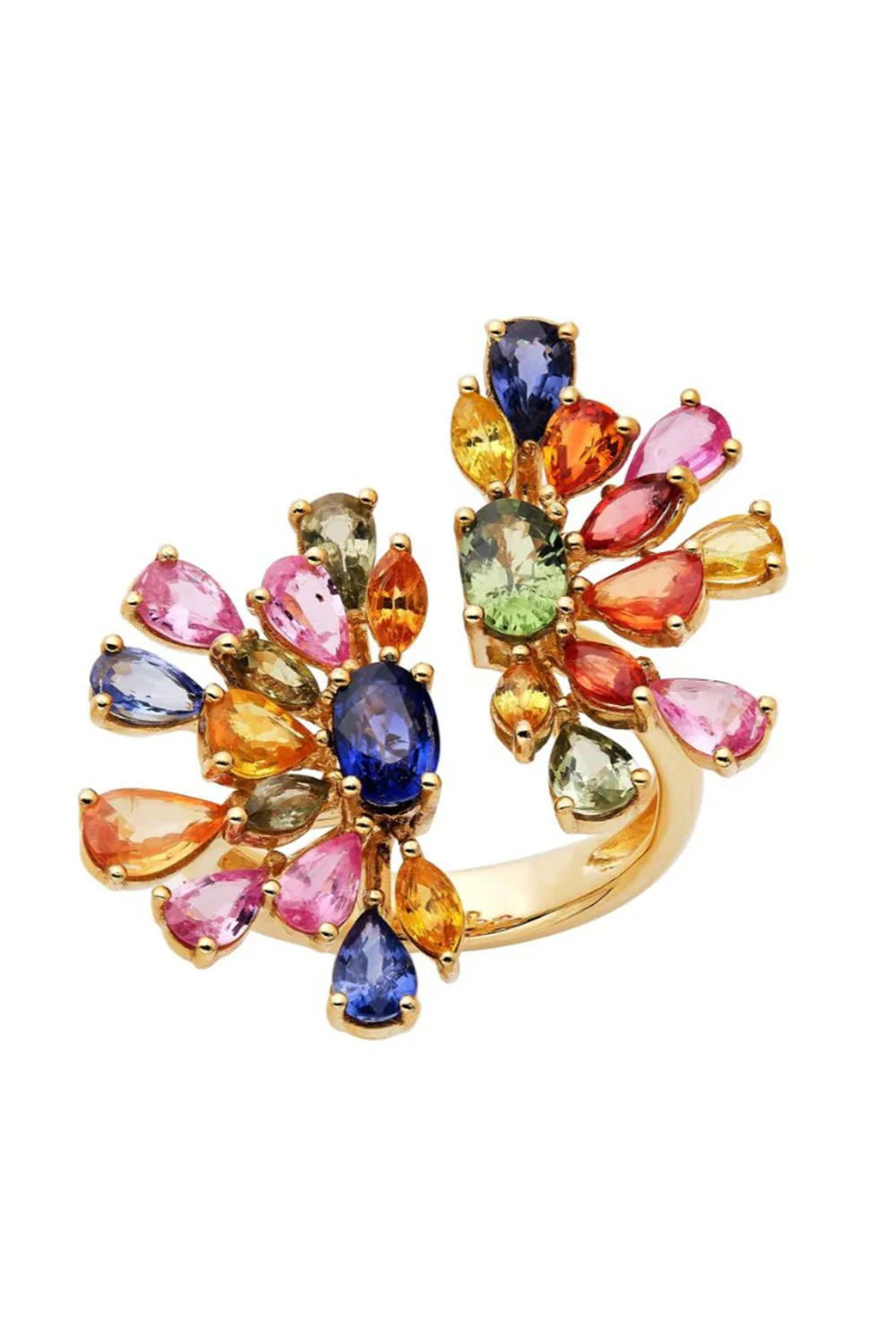 Desert Blooms Wildflower Split Multi Sapphire Cocktail Ring