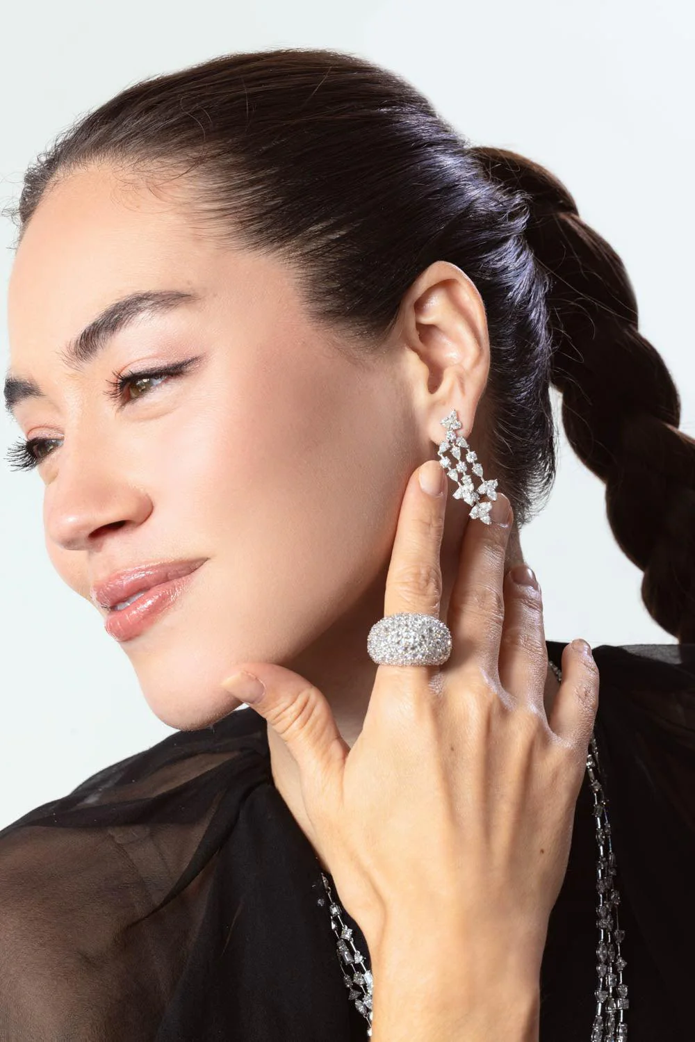 Diamond Cascade Drop Earrings - Image 3