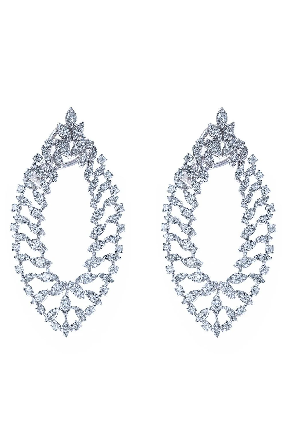 Diamond Open Oval Earrings