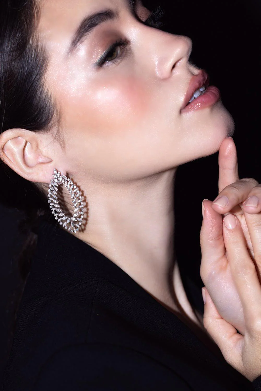 Diamond Open Oval Earrings - Image 2