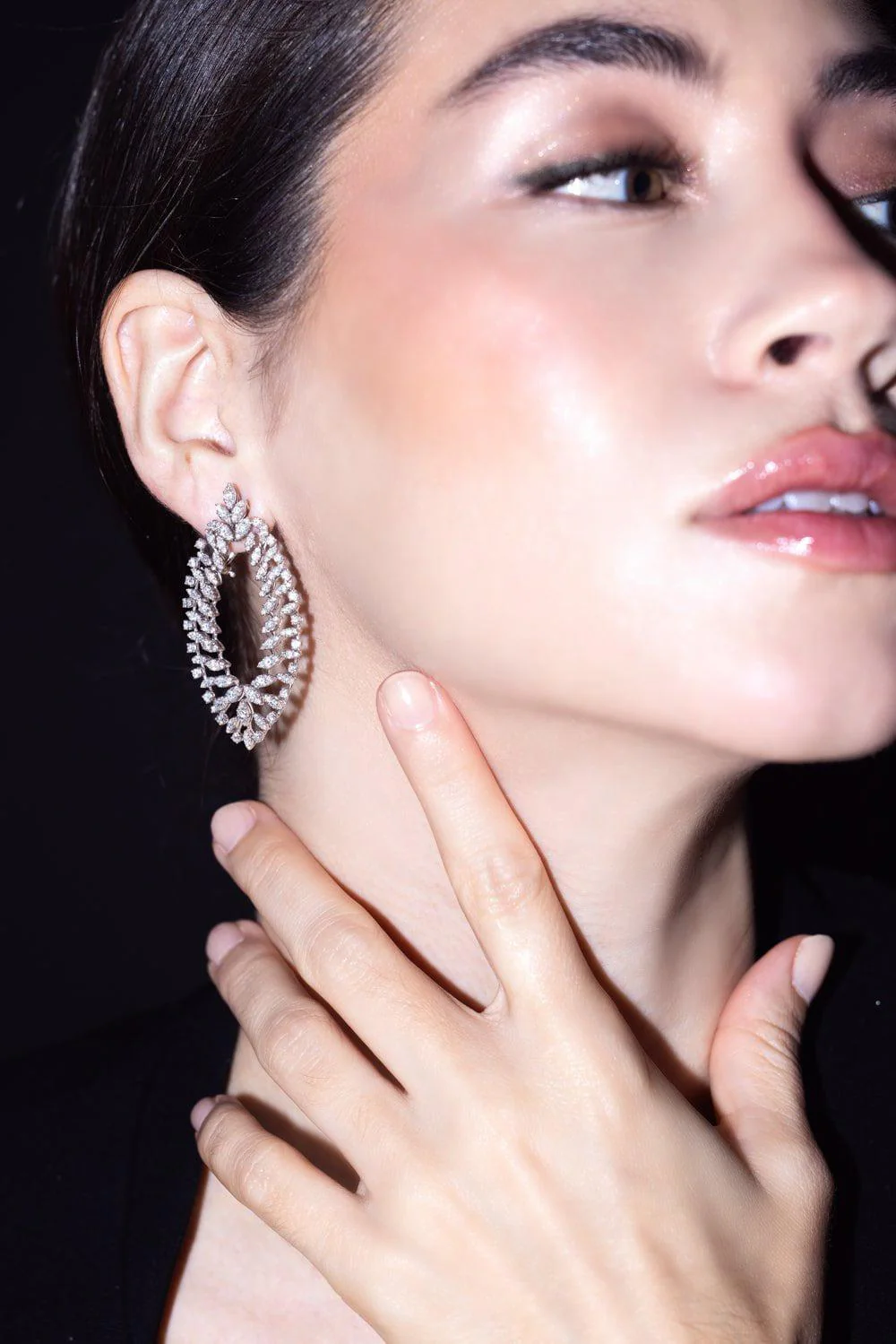 Diamond Open Oval Earrings - Image 4