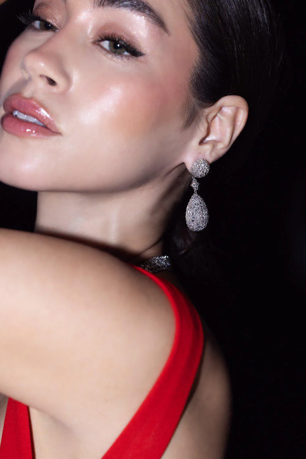 Diamond Three Drop Earrings - Image 2