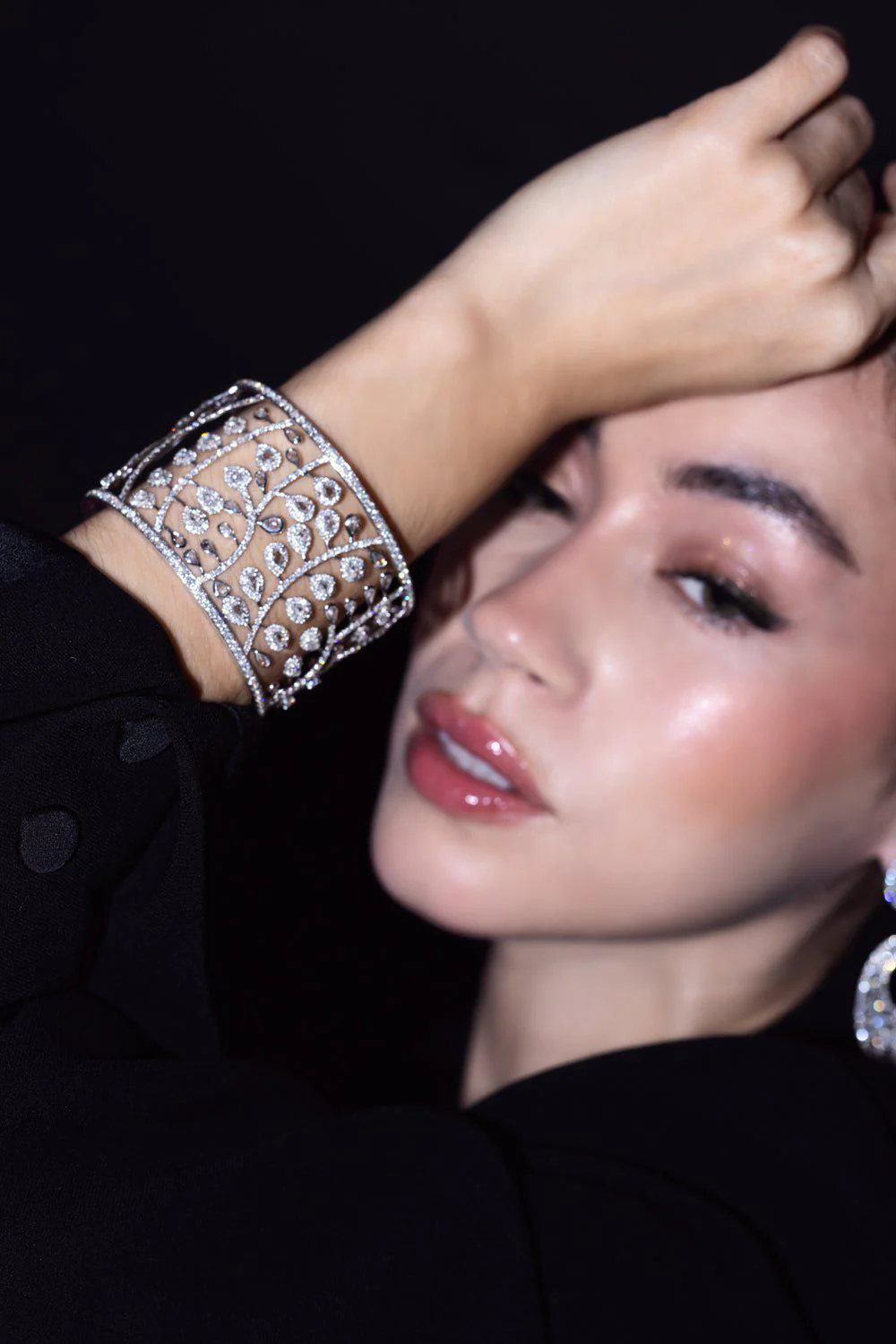 Diamond Wide Bangle Bracelet - Image 3
