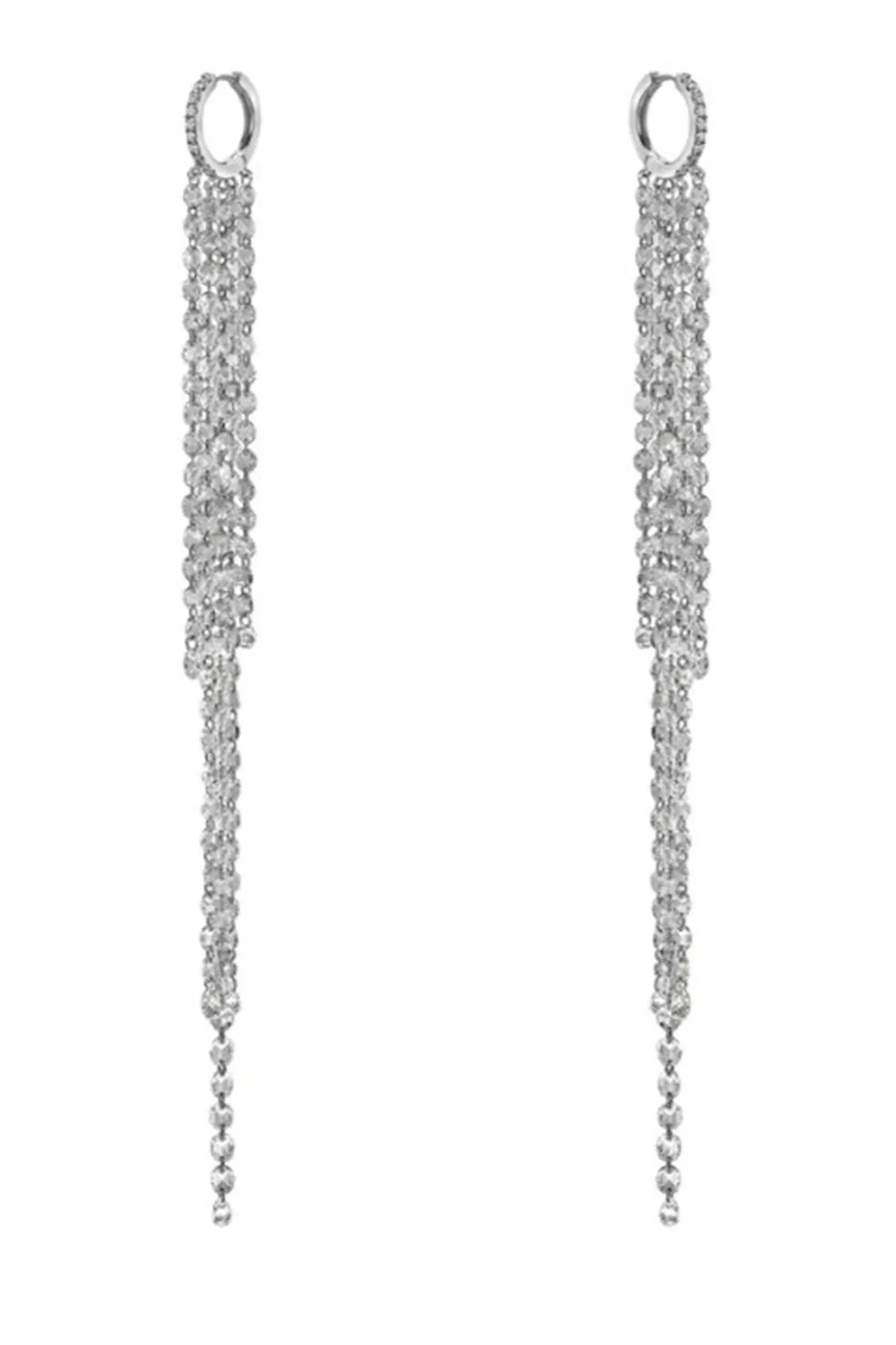 Marquise Diamond Shimmer Strand Huggie Earrings