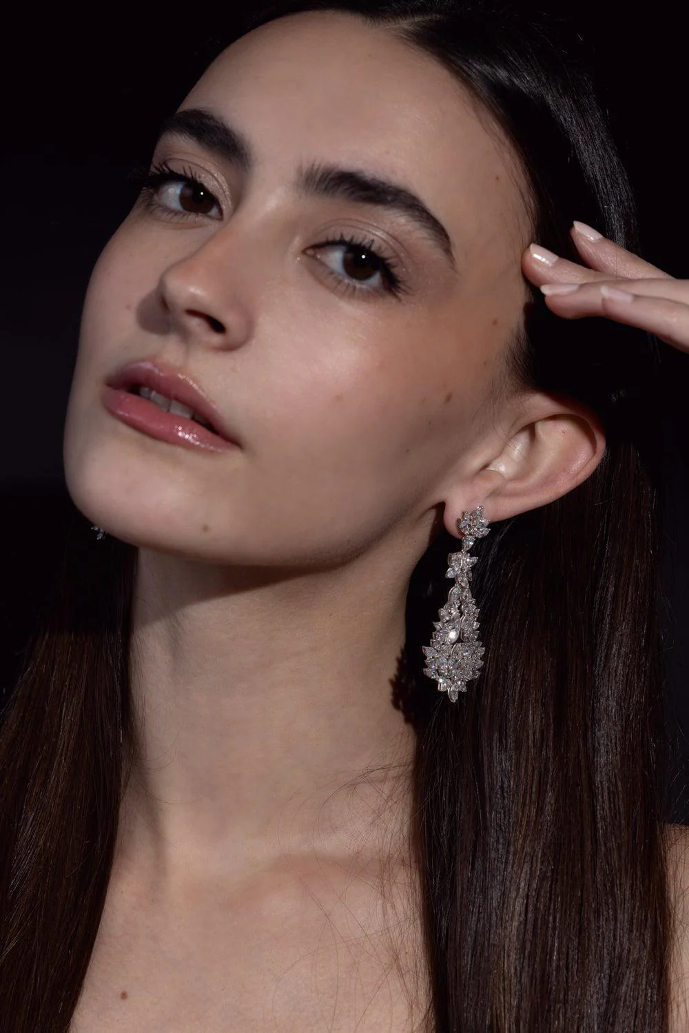 Marquise Teardrop Diamond Earrings - Image 3
