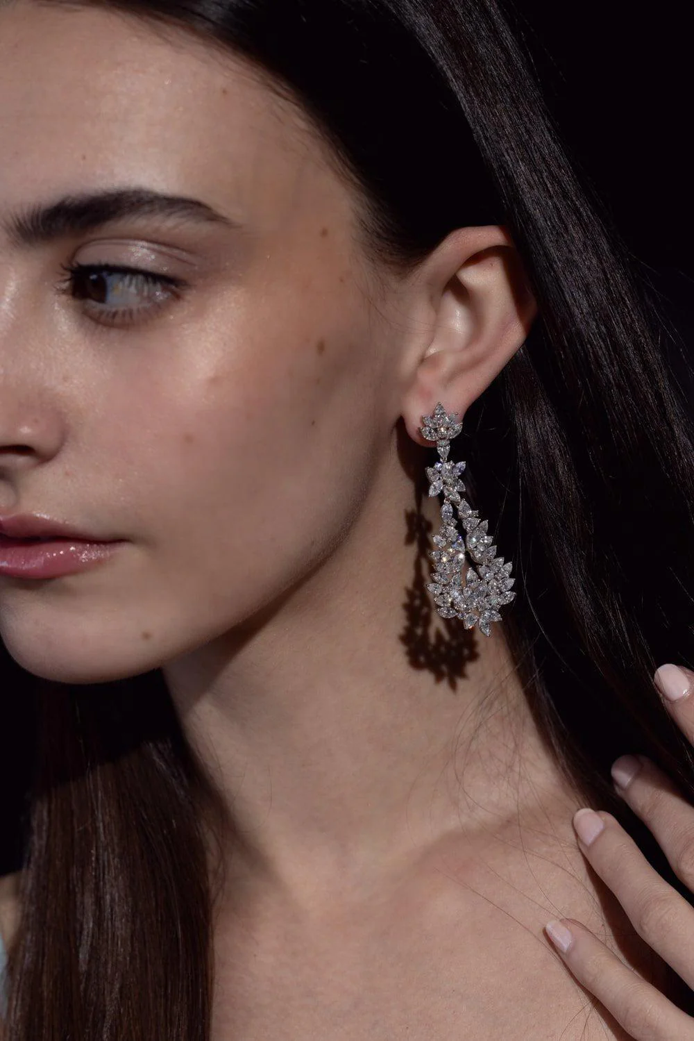 Marquise Teardrop Diamond Earrings - Image 4