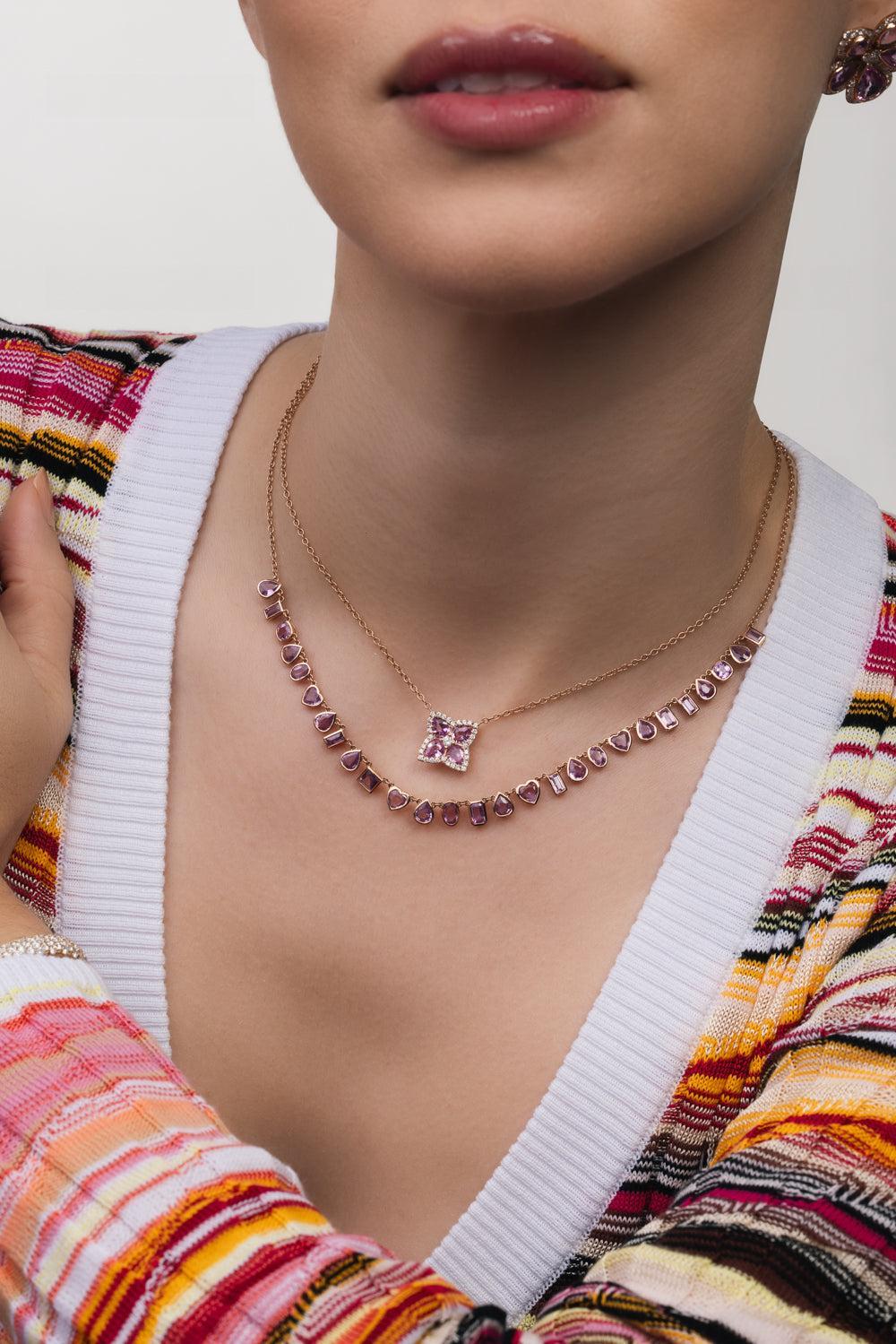 Amaryllis Pink Sapphire Necklace - Image 4