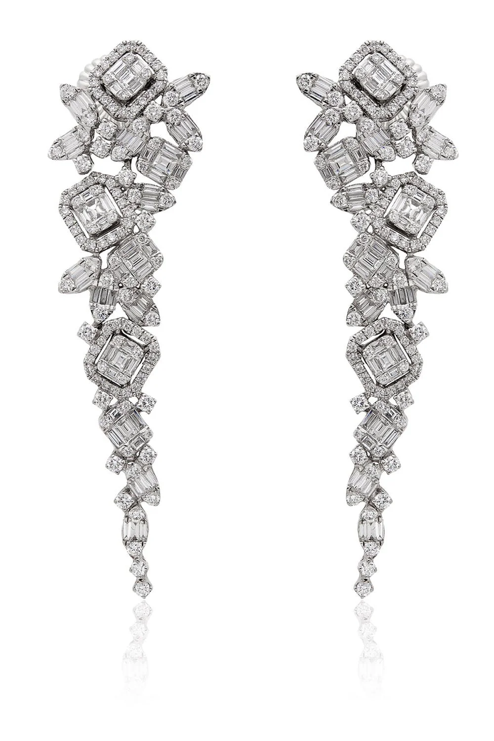 Baguette Diamond Long Earrings