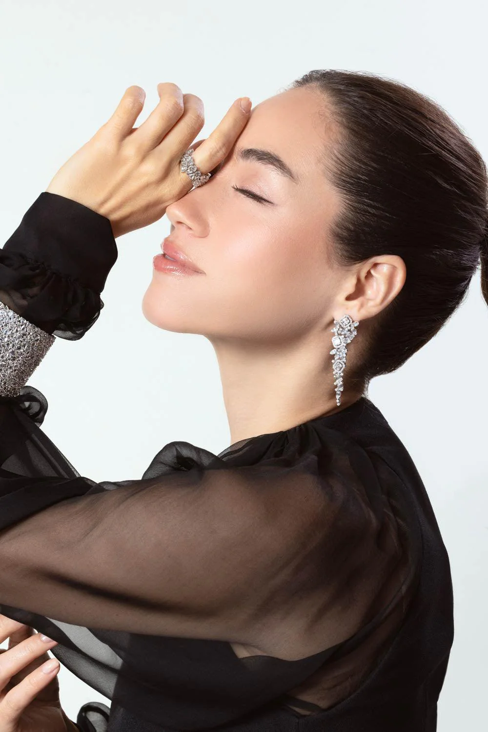 Baguette Diamond Long Earrings - Image 2