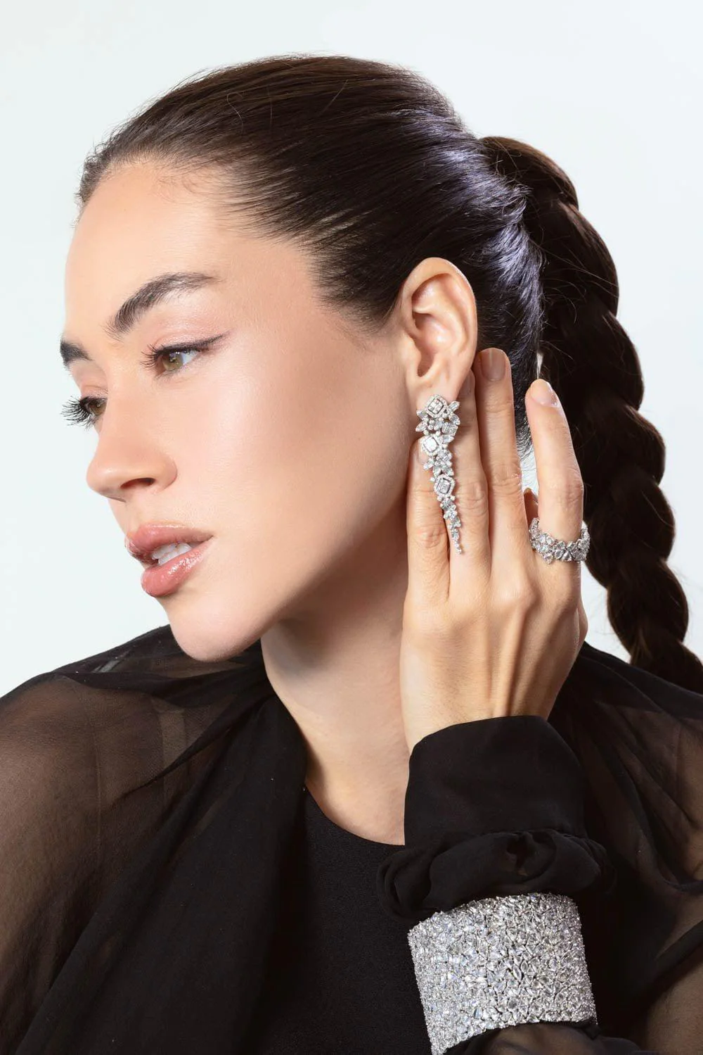 Baguette Diamond Long Earrings - Image 3
