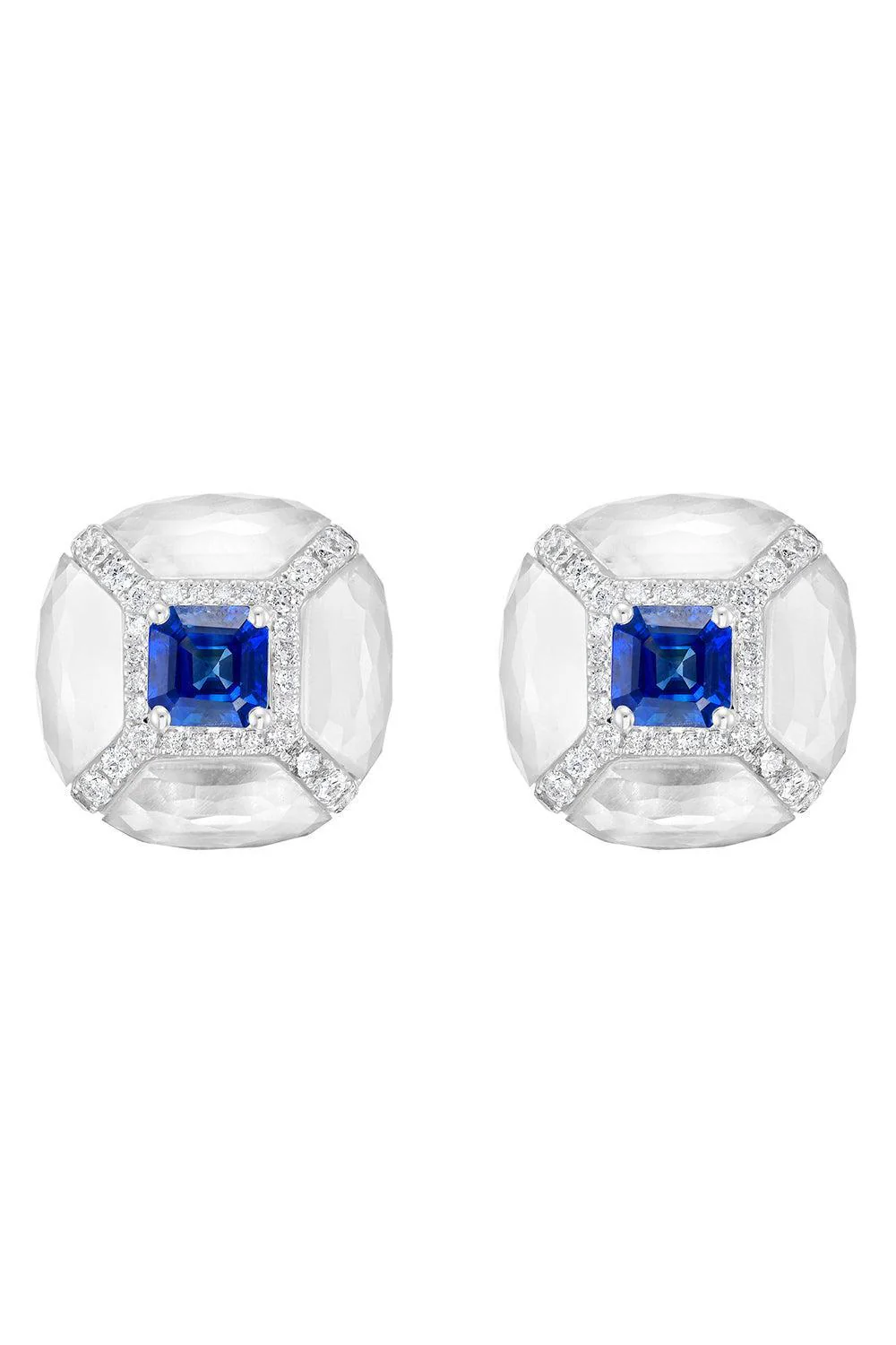 Blue Sapphire Diamond Crystal Earrings