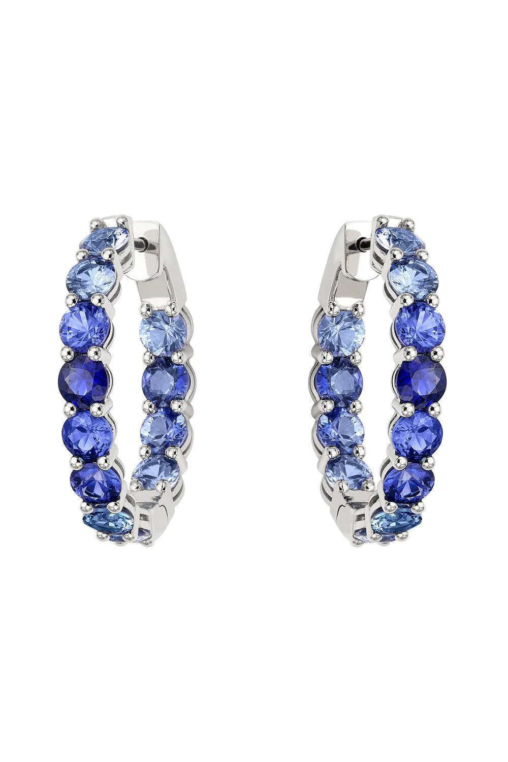 Blue Sapphire Diamond Hoop Earrings