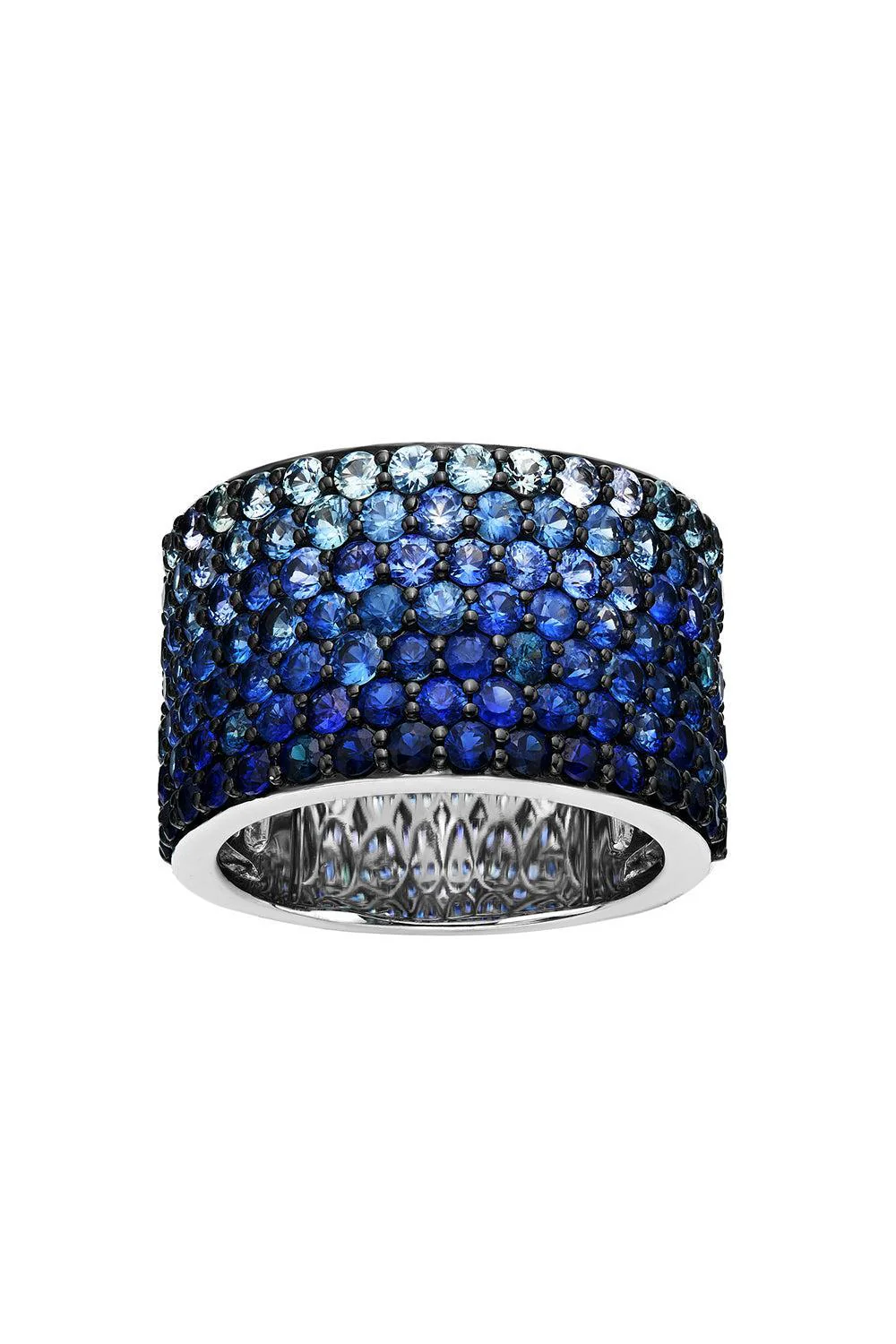 Blue Sapphire Diamond Ombre Cigar Ring