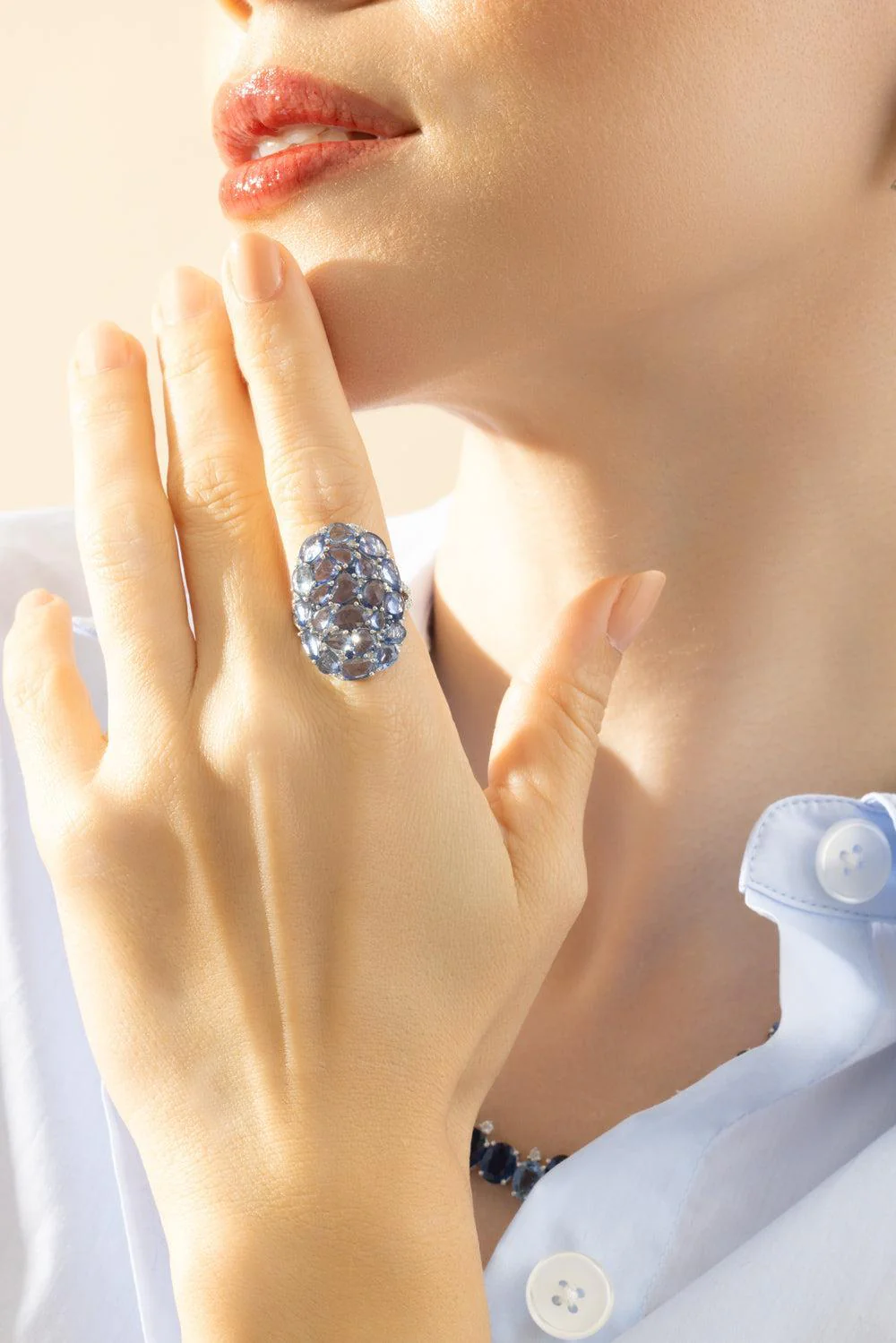 Blue Sapphire Midnight Dome Ring - Image 2