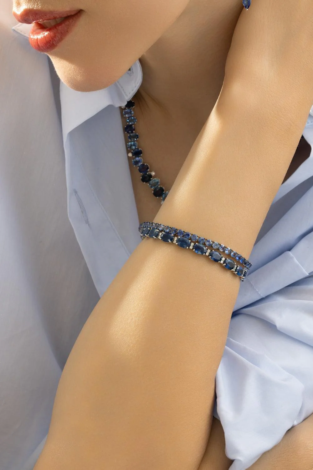 Blue Sapphire Ombre Tennis Bracelet - Image 2