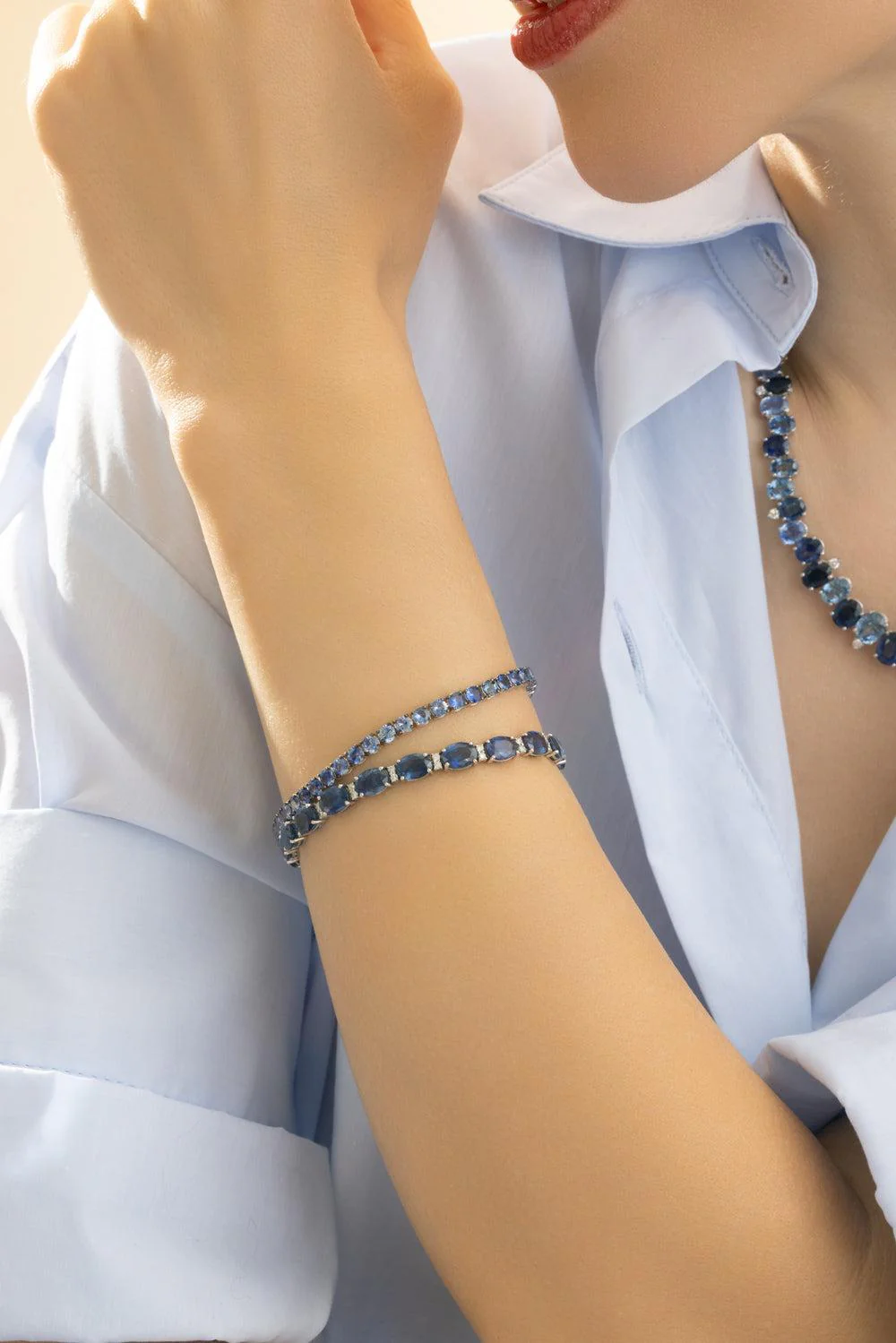 Blue Sapphire Ombre Tennis Bracelet - Image 3