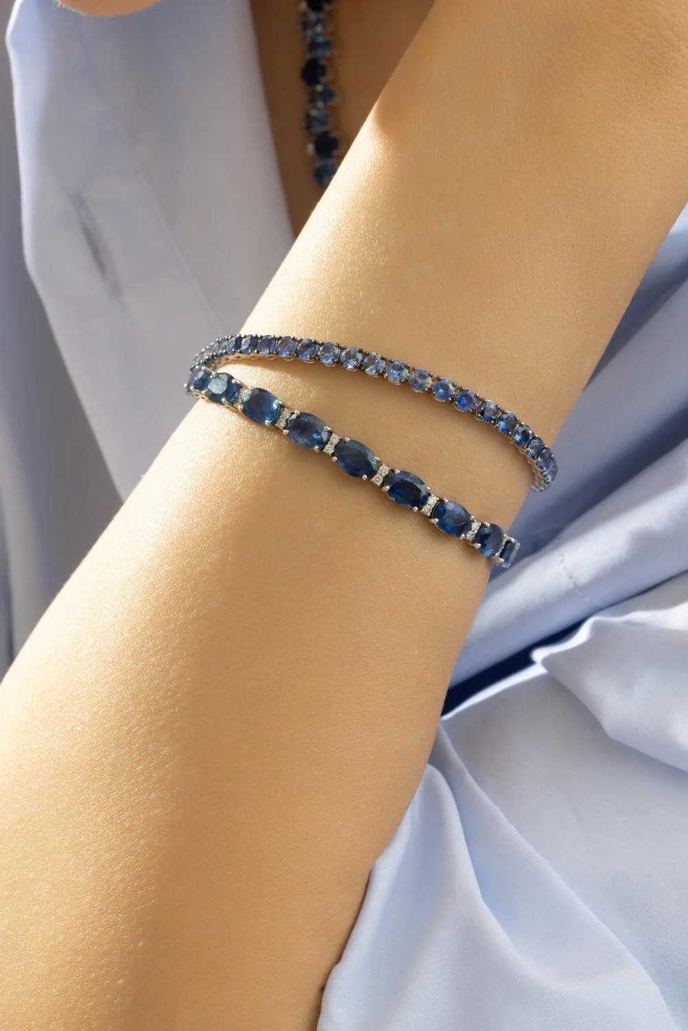 Blue Sapphire Ombre Tennis Bracelet - Image 4