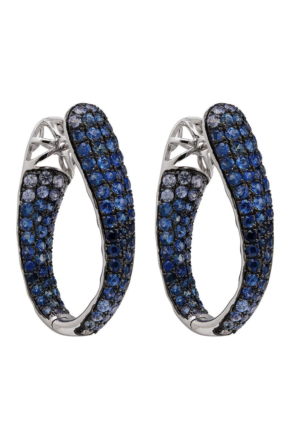 Blue Sapphire Ombre Wavy Hoop Earrings