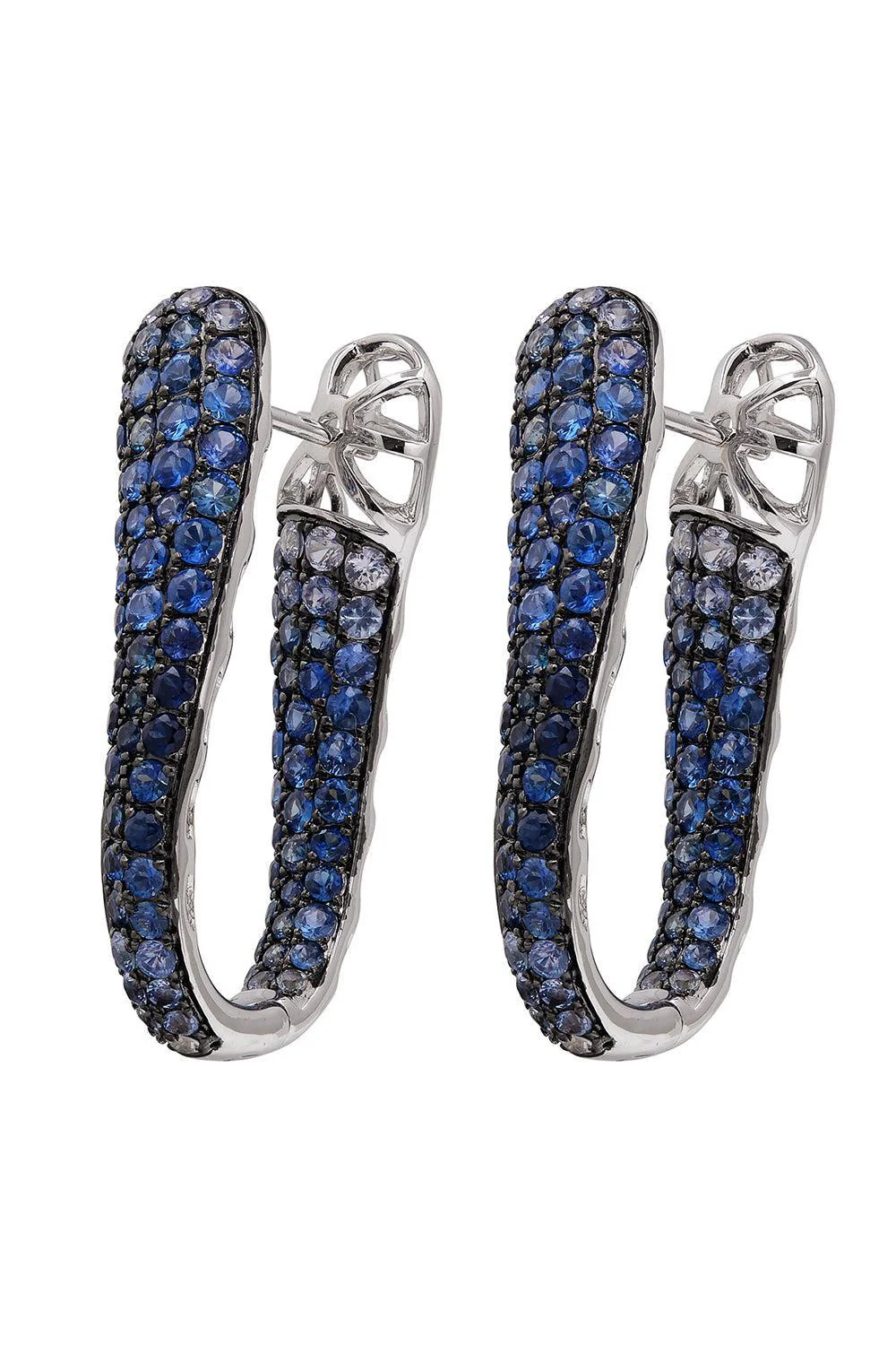 Blue Sapphire Ombre Wavy Hoop Earrings - Image 5