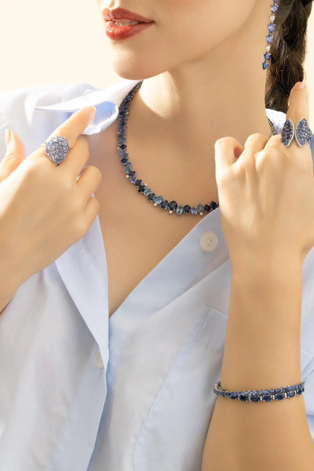Blue Sapphire Zig Zag Necklace - Image 5