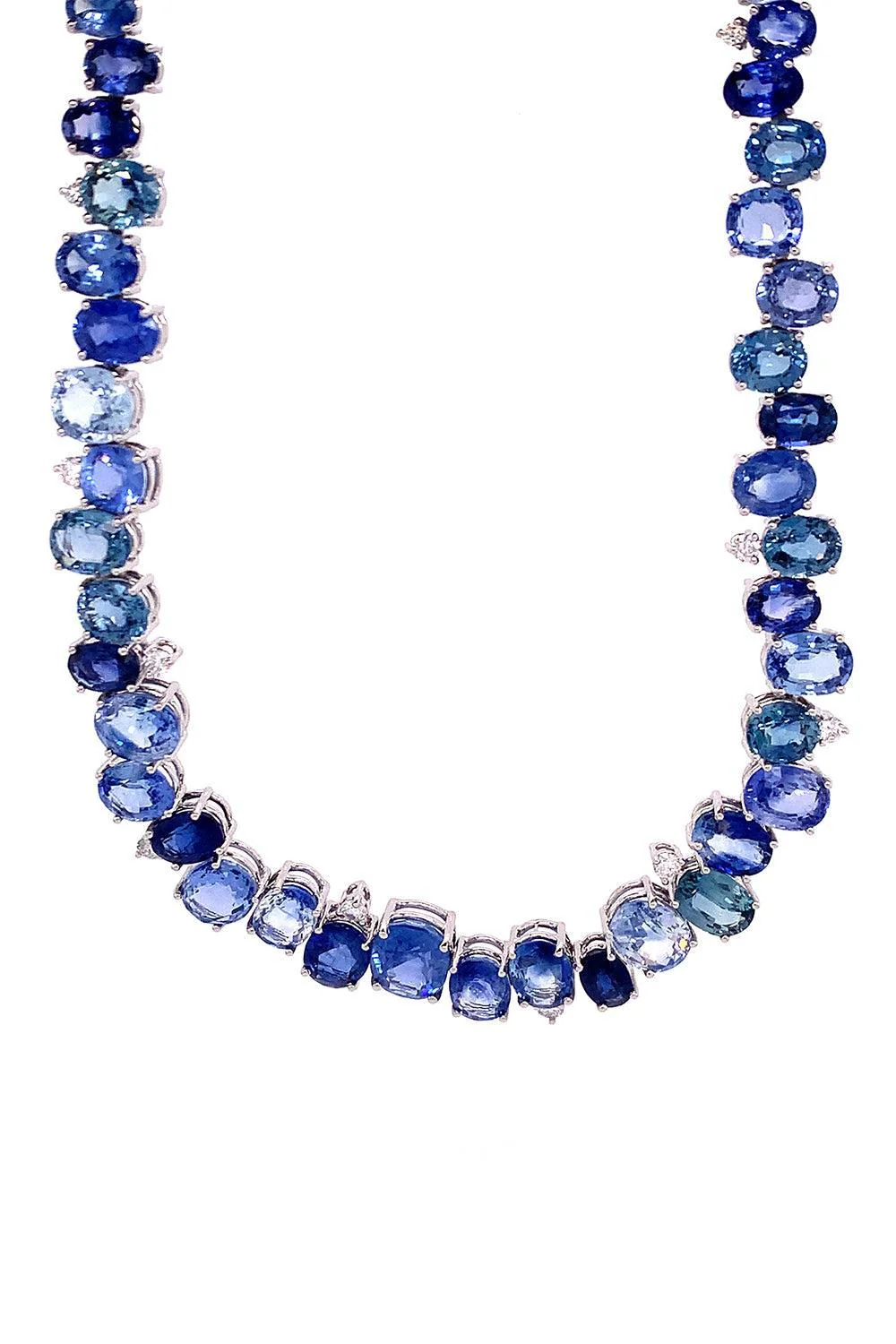 Blue Sappire Ombre Zig Zag Necklace