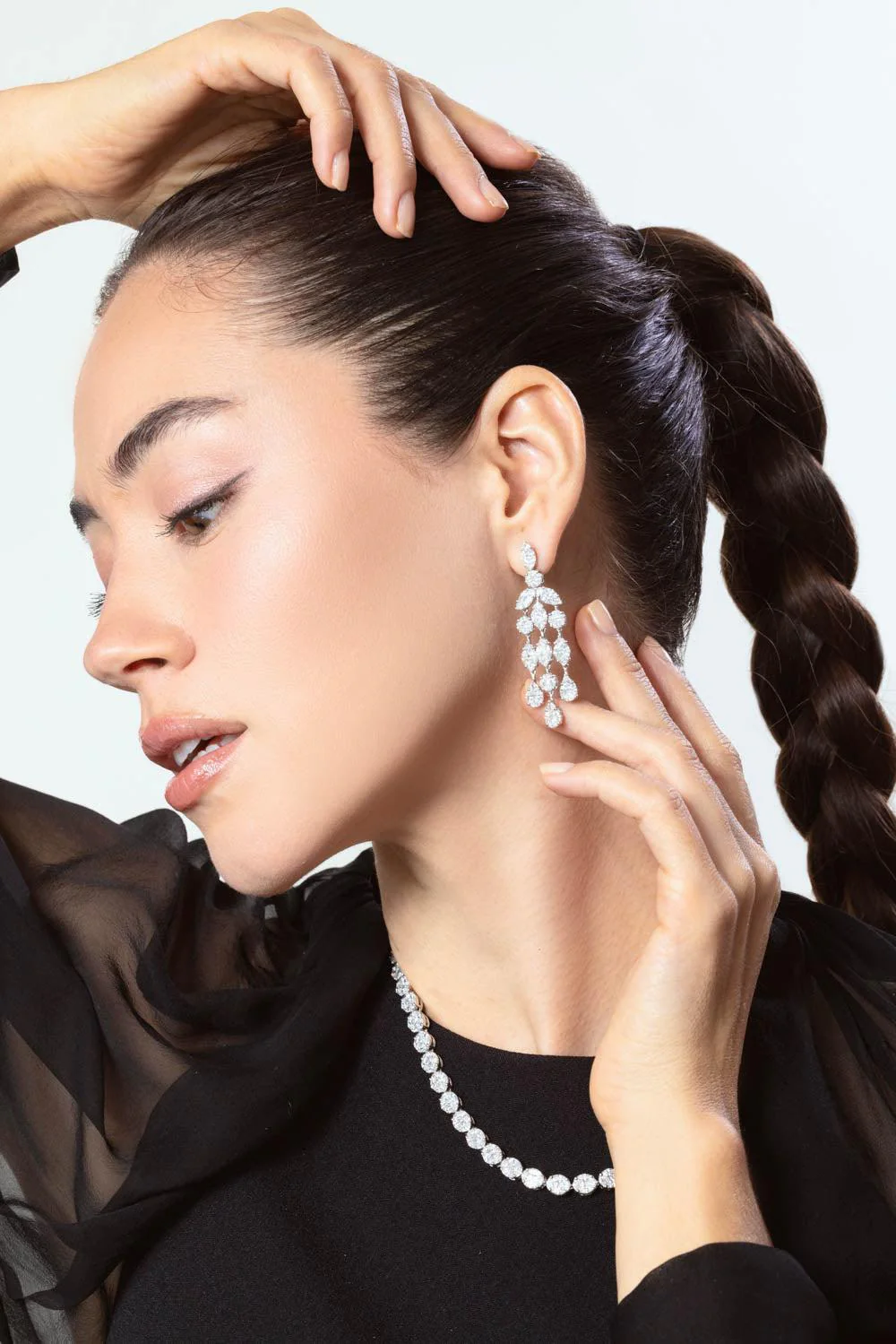 Inifinity Diamond Drop Earrings - Image 2