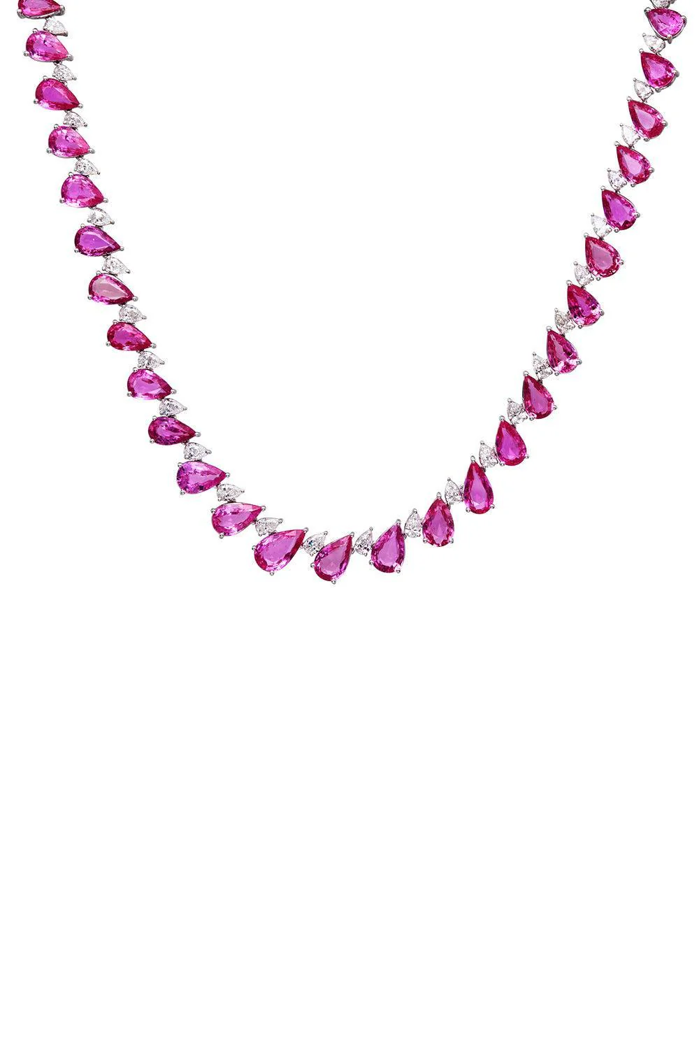 Pink Sapphire Diamond Straight Line Necklace - Image 5