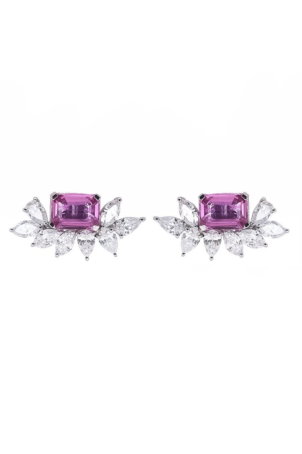 Pink Sapphire Diamond Stud Earrings